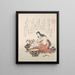 A woman trimming her nails after gathering herbs - Kubo Shunman — framed artwork on a wall