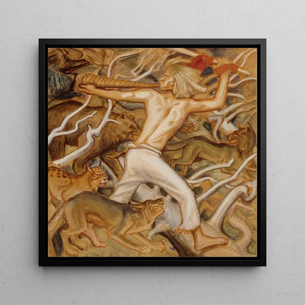 Kullervo gardant ses troupeaux sauvages - Akseli Gallen-Kallela — framed artwork on a wall