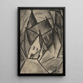 Z31 Village nocturne - Kurt Schwitters — framed artwork on a wall