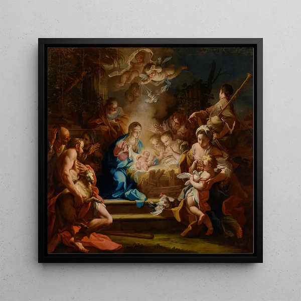 L'Adoration des Bergers - Sebastiano Conca — framed artwork on a wall