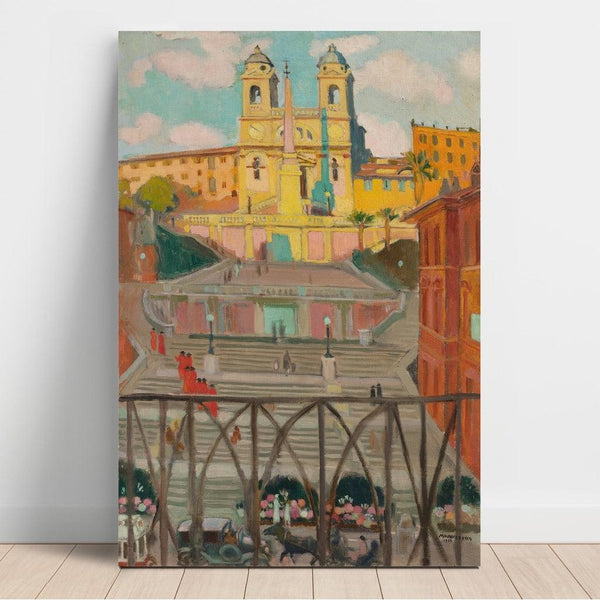 Reproduction of the painting L’Escalier d’Espagne and the Trinité-des-Monts, in the evening - Maurice Denis