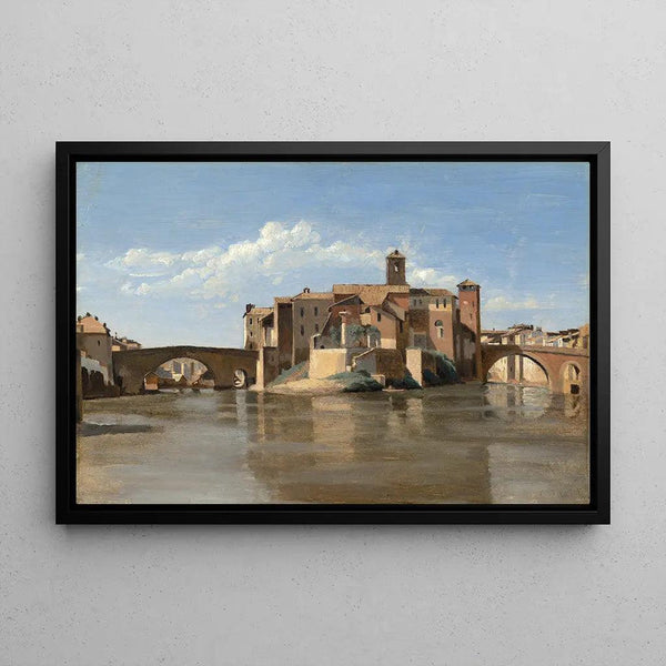 Reproduction of the painting of L'Île et le pont San Bartolomeo, Rome - Jean-Baptiste-Camille Corot