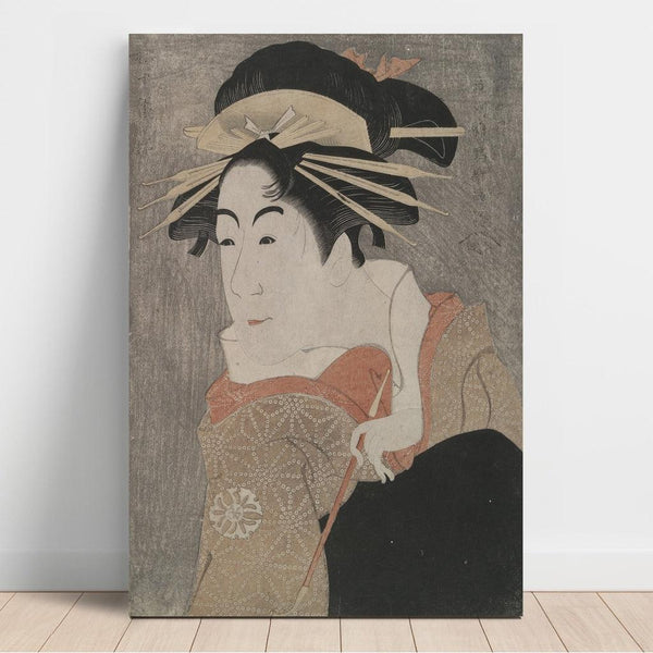 L'acteur Matsumoto Yonesaburō dans le rôle de Shinobu, posant en courtisane Kewaizaka no Shōshō, dans la pièce Un mélange d'histoires de vengeance - Tōshūsai Sharaku