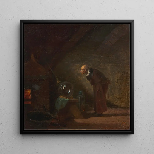 The Alchemist - Carl Spitzweg — framed artwork on a wall