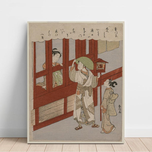 Reproduction of the painting L'amour à la porte du bordel - Suzuki Harunobu