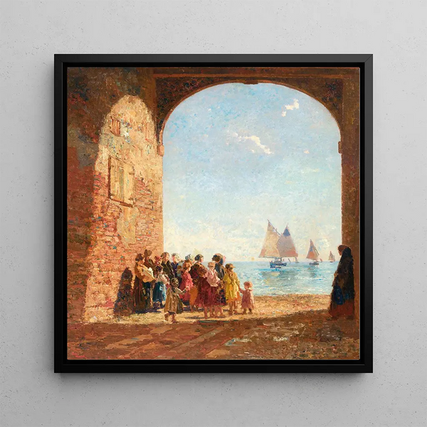 L'arrivée des pêcheurs - Beppe Ciardi — framed artwork on a wall
