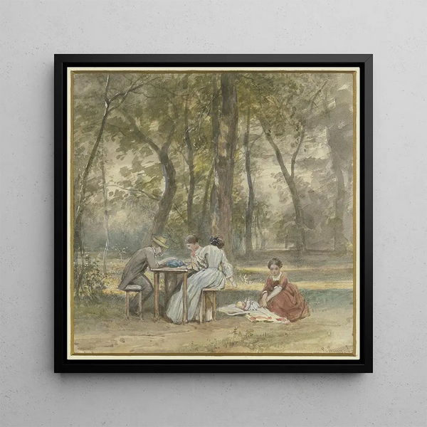 L'artiste avec sa famille en vacances - Philipp Rumpf — framed artwork on a wall