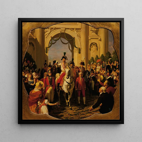 Emperor Franz II of Austria's entry into Vienna in 1814 - Karl von Blaas — framed artwork on a wall