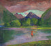 L'entrée de la rivière Tautira, pêcheur tahitien piquant un poisson - John La Farge — artwork view