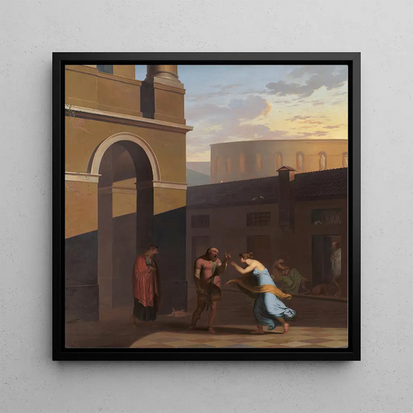 L'esclave Davus et la servante Mysis de l'Andria de Térence - Nicolai Abildgaard — framed artwork on a wall