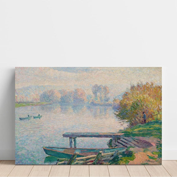 Reproduction of the painting The Saint-Pierre Pond, fisherman and boats - Henri Lebasque
