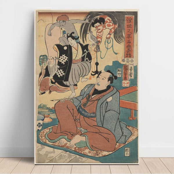 Reproduction of the painting The Strange Story of Ukiyo Matahei and His Famous Paintings - Utagawa Kuniyoshi