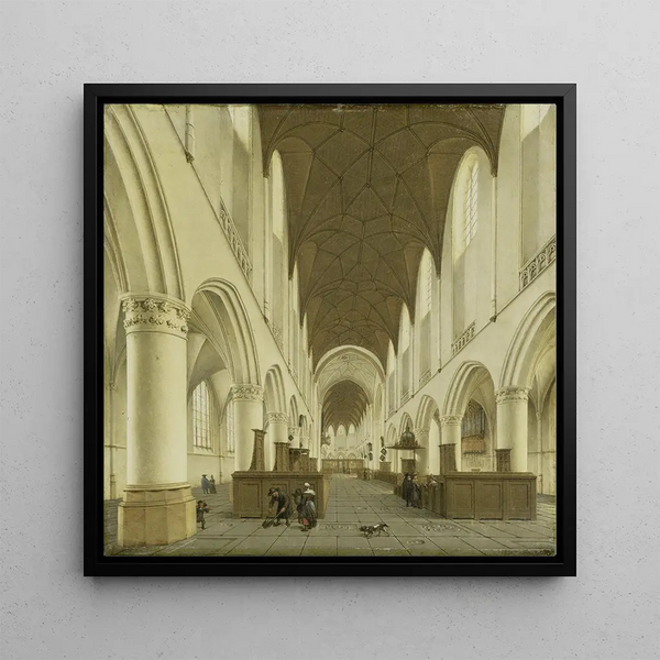 L interior of the Saint-Bavon church in Haarlem - Isaak van Nickelen — framed artwork on a wall