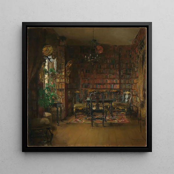 La Bibliothèque de Thorvald Boeck - Harriet Backer — framed artwork on a wall