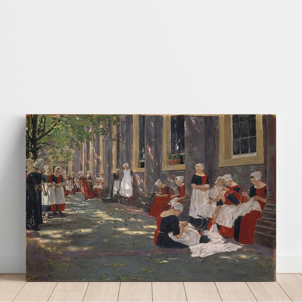Reproduction of the painting of The Orphanage Court in Amsterdam - Max Liebermann