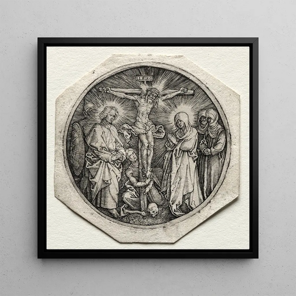 La Crucifixion - Albrecht Dürer — framed artwork on a wall