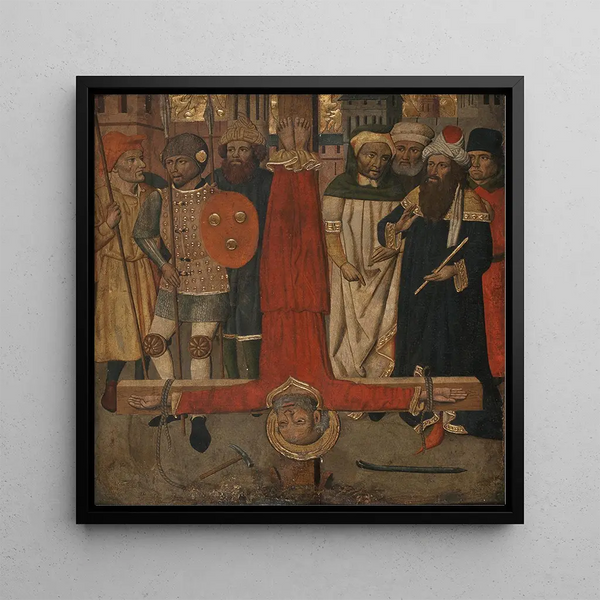 The Crucifixion of Saint Peter - Jaume Huguet — framed artwork on a wall