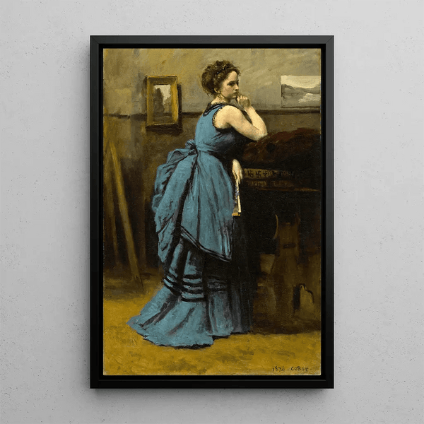 Reproduction of the painting La Dame en bleu by Jean-Baptiste-Camille Corot