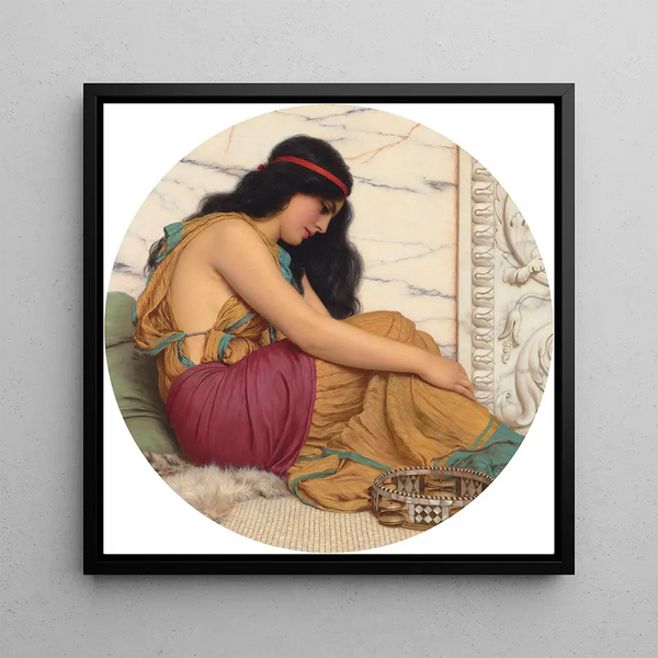La Danseuse fatiguée - John William Godward — framed artwork on a wall