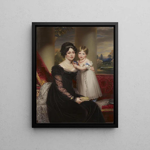 Reproduction of the painting The Duchess of Kent with her daughter, the future Queen Victoria by Henry Bone