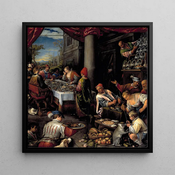 La Fête d'Antoine et Cléopâtre - Leandro Bassano — framed artwork on a wall