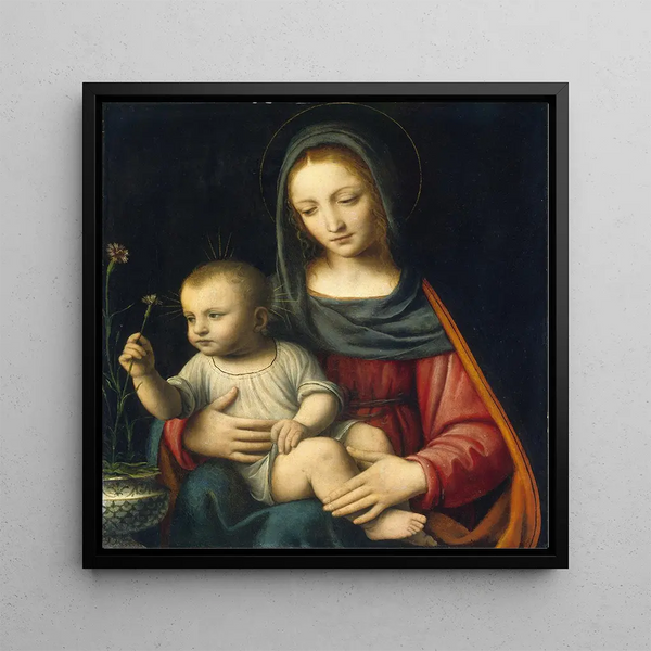 La Madone aux œillets - Bernardino Luini — framed artwork on a wall