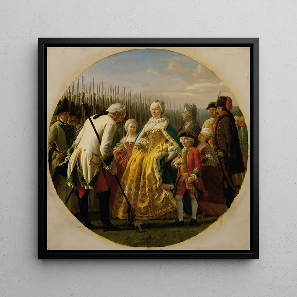 La Musterung à Solenau en 1749 - Karl von Blaas — framed artwork on a wall