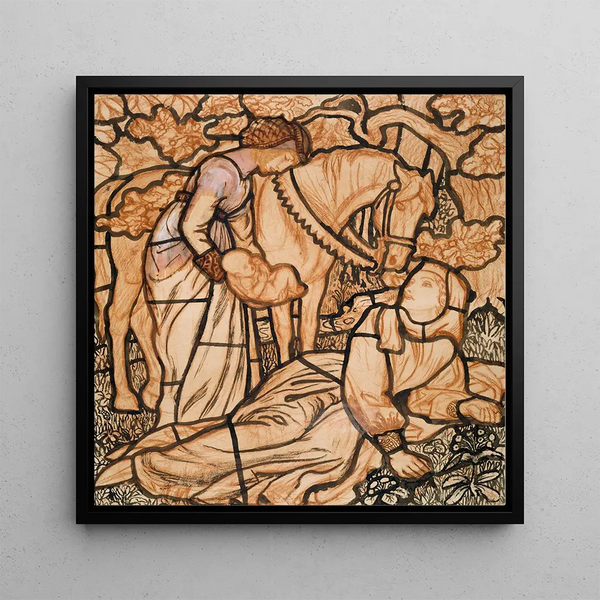 La Naissance de Tristram - Arthur Hughes — framed artwork on a wall