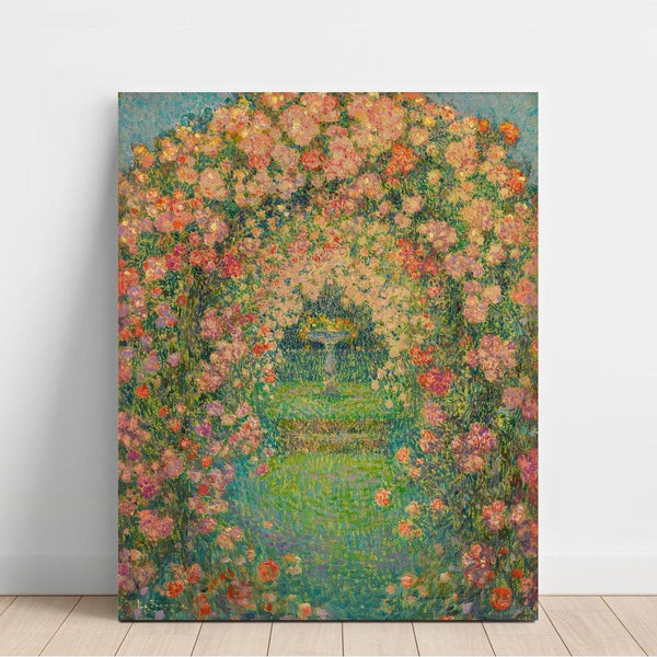 Reproduction of the painting La Roseraie, Gerberoy - Henri Le Sidaner