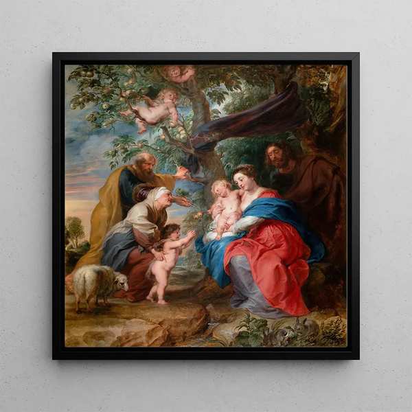La Sainte Famille sous un pommier - Peter Paul Rubens — framed artwork on a wall