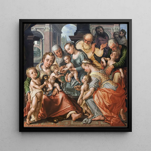 La Sainte Parenté - Joachim Beuckelaer — framed artwork on a wall