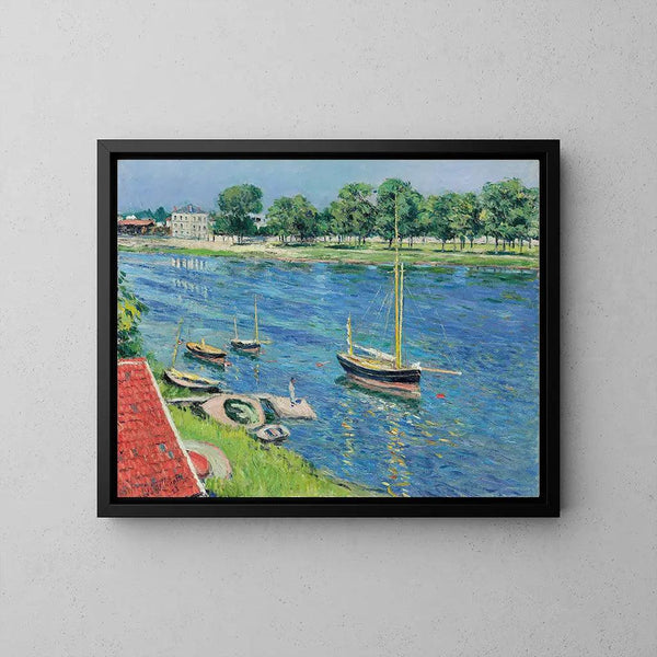 Reproduction of the painting La Seine à Argenteuil, bateaux au mouillage - Gustave Caillebotte