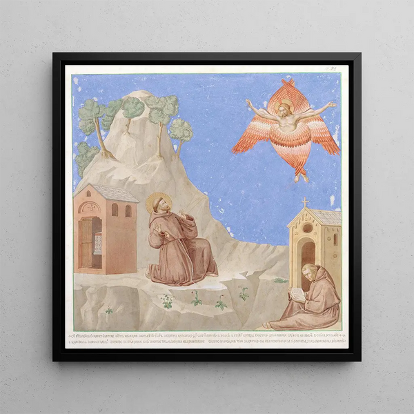 The Stigmatization of Saint Francis - Johann Anton Ramboux — framed artwork on a wall