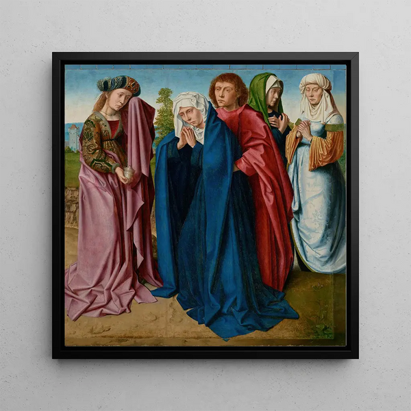 The Virgin, Saint John, and the Three Maries - Gerard David — framed artwork on a wall
