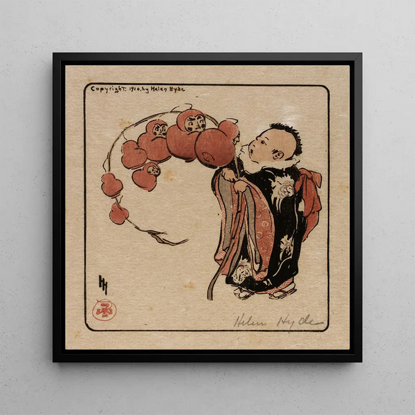La branche Daruma - Helen Hyde — framed artwork on a wall