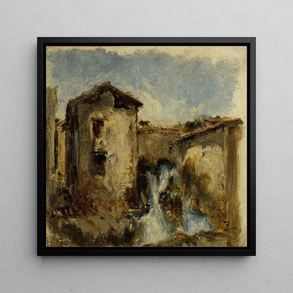 La cascade - Félix Ziem — framed artwork on a wall