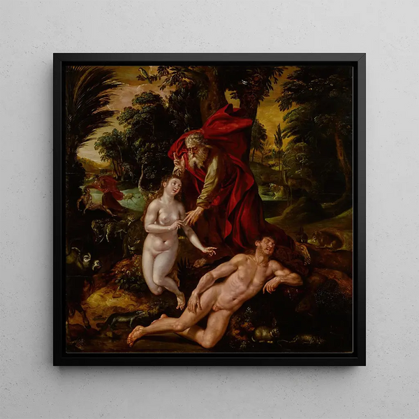 La création d'Ève - Maerten De Vos — framed artwork on a wall