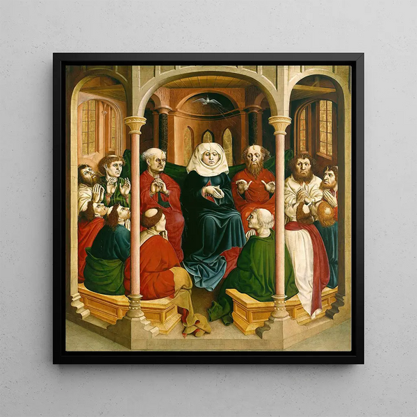 La descente du Saint-Esprit, Pentecôte, le panneau gauche de l'autel de Wurzach - Hans Multscher — framed artwork on a wall