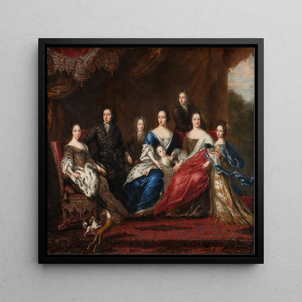 The family of Charles XI with relatives from the Duchy of Holstein-Gottorp - David Klöcker Ehrenstrahl — framed artwork on a wall