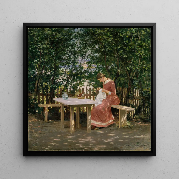 The artist's wife in the tree - Gerhard Munthe — framed artwork on a wall