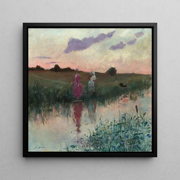 La femme de l'artiste pêchant - Jean-Louis Forain — framed artwork on a wall