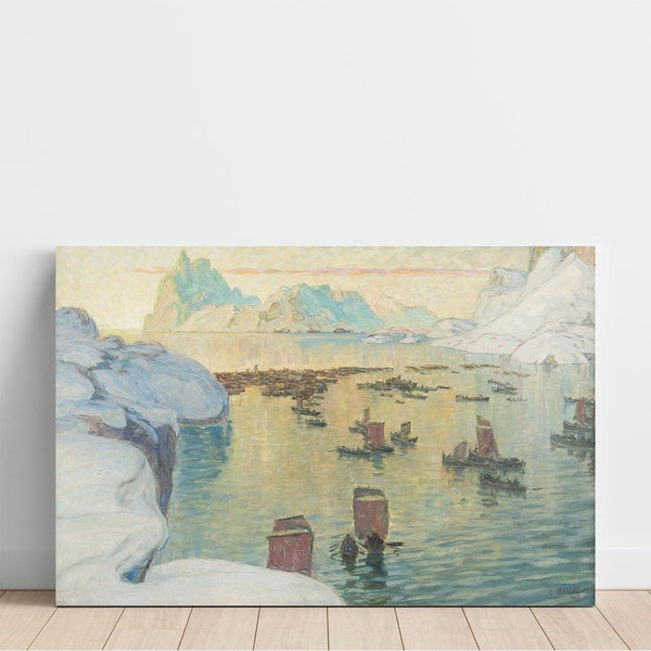 Reproduction of the painting The fishing fleet going out to sea. Study of northern Norway - Anna Boberg