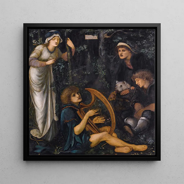 La folie de Sir Tristram - Sir Edward Coley Burne-Jones — framed artwork on a wall