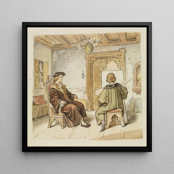The painting Hans Baldung Grien portrait of Margrave Christoph of Baden - Moritz von Schwind — framed artwork on a wall