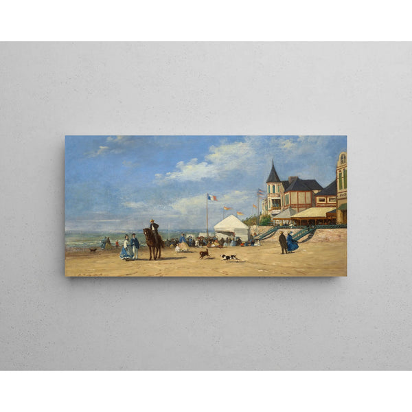 The Trouville Beach (1863) – Eugène Boudin — framed artwork on a wall