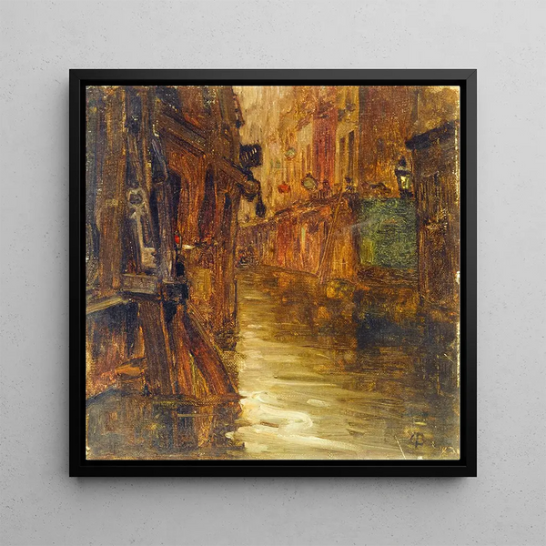 The Rue de Bivre seen from Boulevard Saint-Germain, 1910 floods - Germain Eugène Bonneton — framed artwork on a wall
