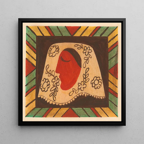 La tête d'une fille avec un foulard - Mikuláš Galanda — framed artwork on a wall