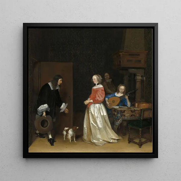 The Visit of the Suitors - Gerard ter Borch — framed artwork on a wall