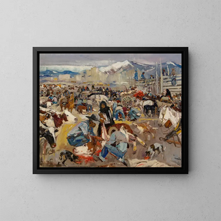 Fête à Taos - LaVerne Nelson Black — framed artwork on a wall