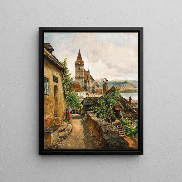 Weissenkirchen in the Wachau - Ladislaus Eugen Petrovits — framed artwork on a wall